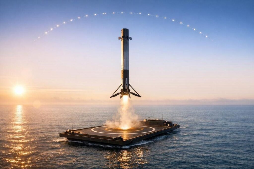 SpaceX Falcon 9 rocket launching into space during a mission