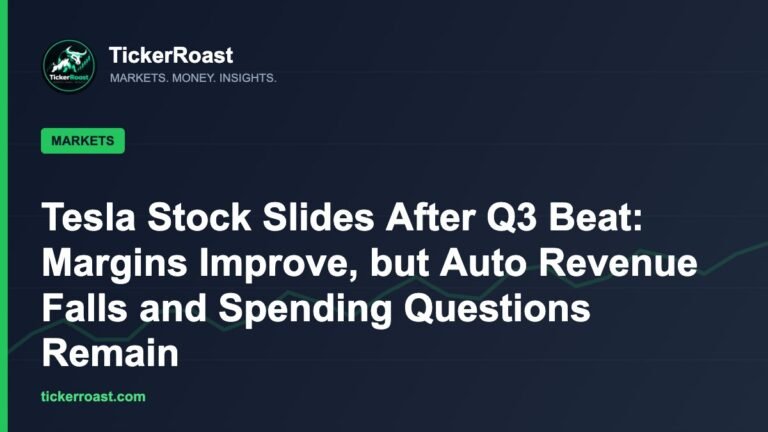 Tesla Stock Slides After Q3 Beat: Margins Improve, but Auto Revenue Falls and Spending Questions Remain – TickerRoast